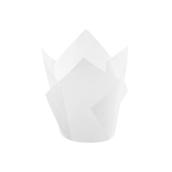 Backtrennpapier Gebäckkapseln | tulpenförmig | Ø 50x85 mm | weiß (100 Stück)